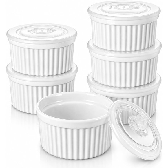 Ramekins Vancasso de Porcelana con Tapa, 6 Unidades