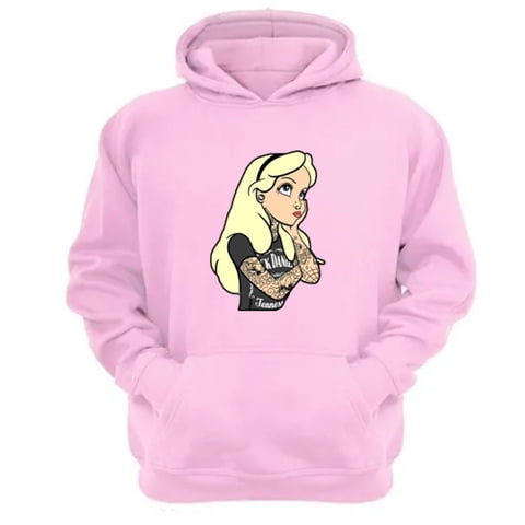 Genérico - Polerón Canguro Alicia Rock & Roll Rosa Talla Xs Unisex