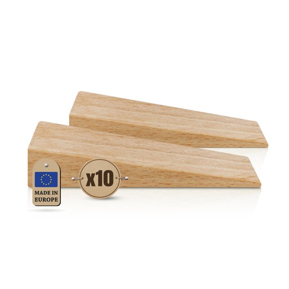 Tope de puerta Tolux 70 × 25 × 15 mm – Pack de 10 cuñas de madera