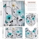 thumbnail image 1 of 1pc/4pcs Non-Slip Bathroom Rugs and Shower Curtain Set with Flower and Butterfly Pattern and 12 Hooks - U Shaped Toilet Mat and Toilet Cover - Home Decor and Bathroom Accessories, 1 of 5