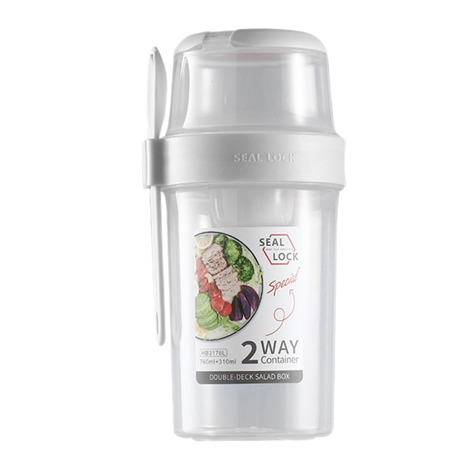 Magideal - Taza De Ensalada Para Desayuno, Taza De Cereal, Recipiente De Ensalada Multiusos De Doble Capa Para Almuerzo, Taza De Postre, Vaso Mezclador De Ensalada Para Trabajo Comercial Blanco