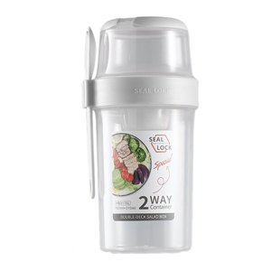 Magideal - Taza De Ensalada Para Desayuno, Taza De Cereal, Recipiente De Ensalada Multiusos De Doble Capa Para Almuerzo, Taza De Postre, Vaso Mezclador De Ensalada Para Trabajo Comercial Blanco