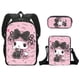 thumbnail image 1 of Lovely Kuromi 3Pcs/Set Capacity Shoulder Bags Kawaii Primary Girls School Bags Lightweight Cartoon Backpacks Meal Bag Plush Doll, 1 of 3