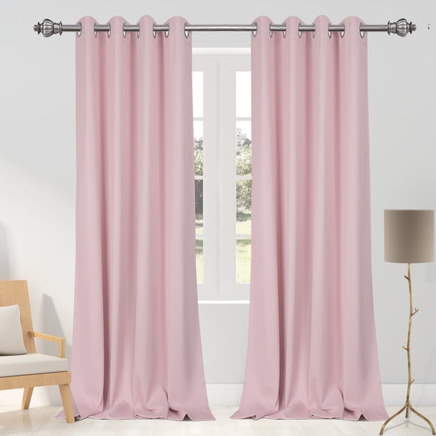PiccoCasa 2 piezas de cortinas térmicas aisladas con ojales para ventanas, panel de cortina, cenefa, cortinas oscurecedoras, rosa 52" x 95"