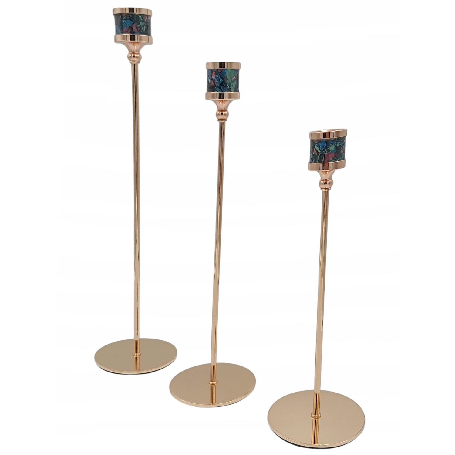 Mundo Online - Candelabro 3 Piezas Porta Vela Centro De Mesa Iris Mosaico