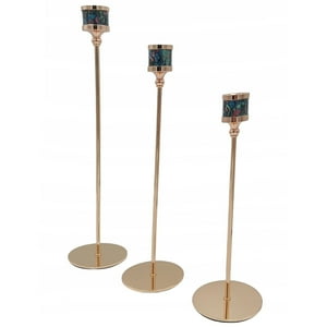 Mundo Online - Candelabro 3 Piezas Porta Vela Centro De Mesa Iris Mosaico