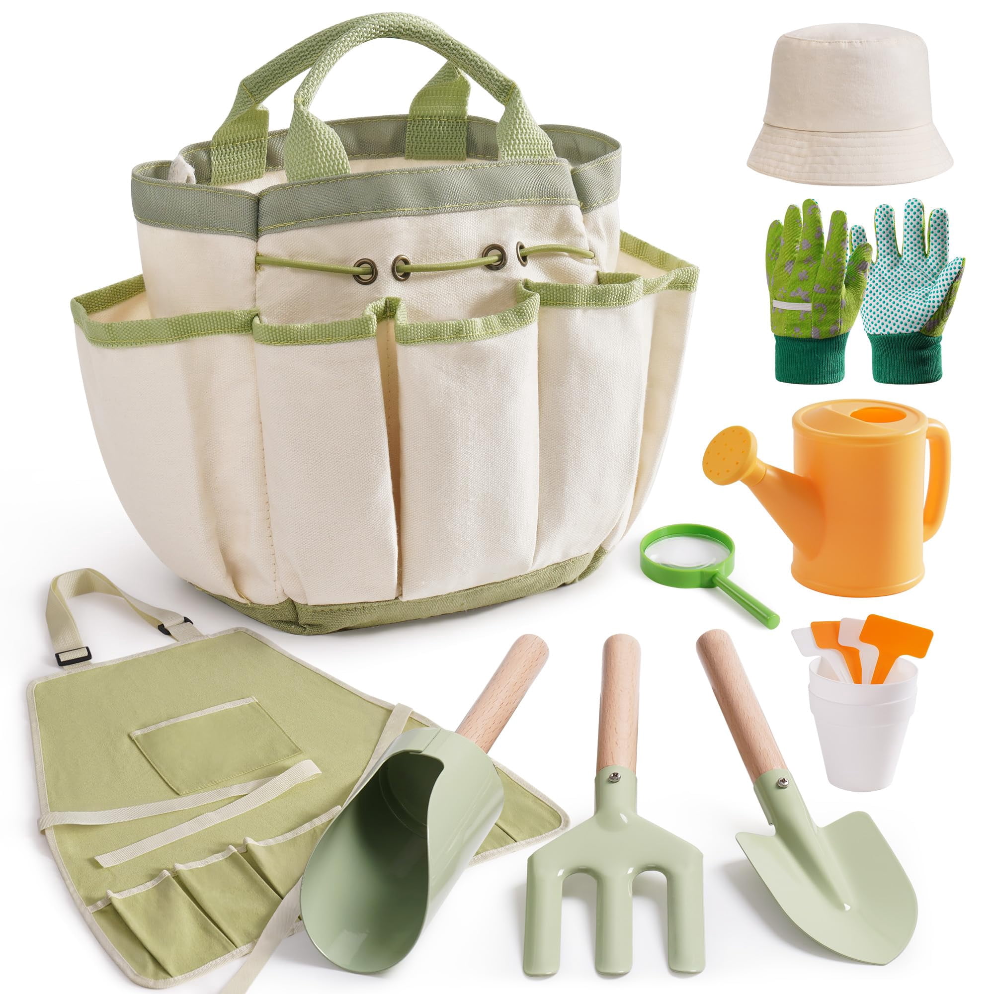 Set De Jardinería Robotime Kids, 17 Unidades, Con Bolsa, Delantal Y Sombrero