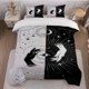 thumbnail image 1 of 3pcs Black And White Mysterious Illustration Themed Bedding Set (Duvet Cover And Pillowcase Set). Soft And Comfortable Suitable for All Seasons, 1 of 5