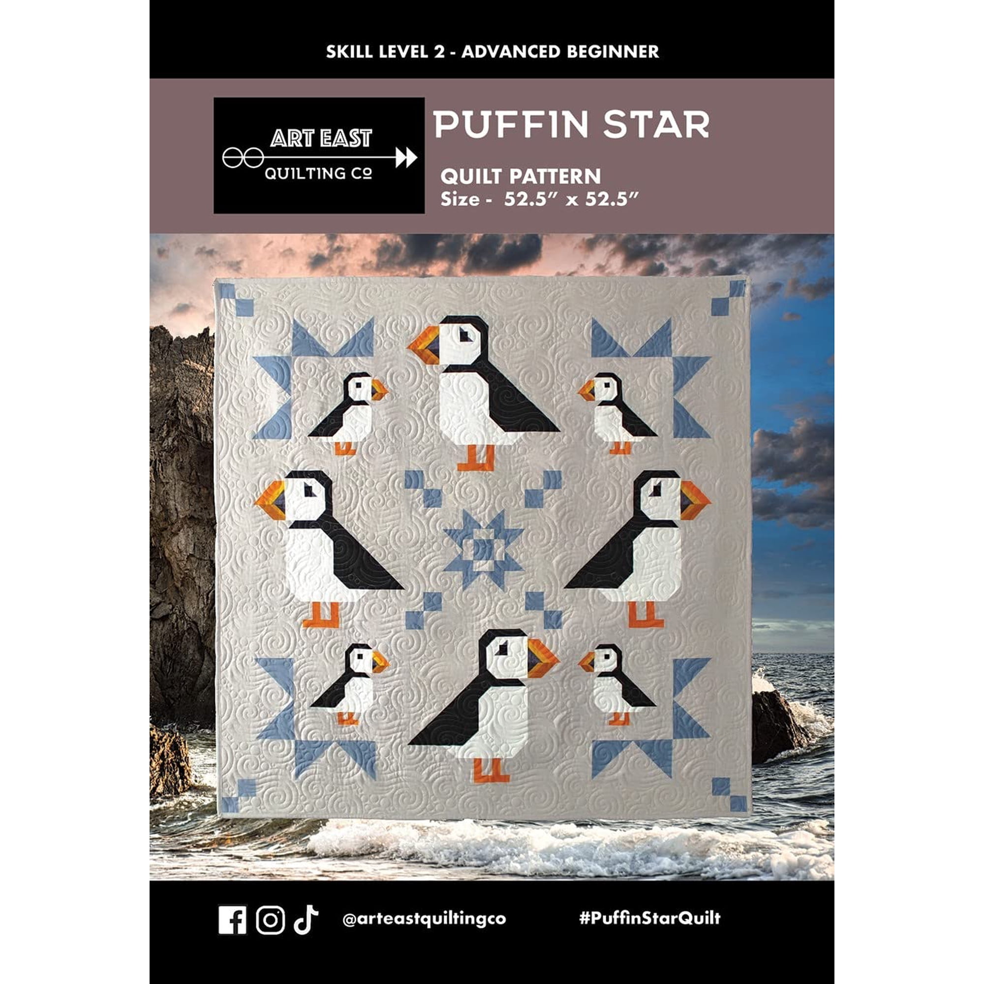 Art East Quilting Co. - Patrón De Quilt Puffin Star De Art East 133 X 133 Cm