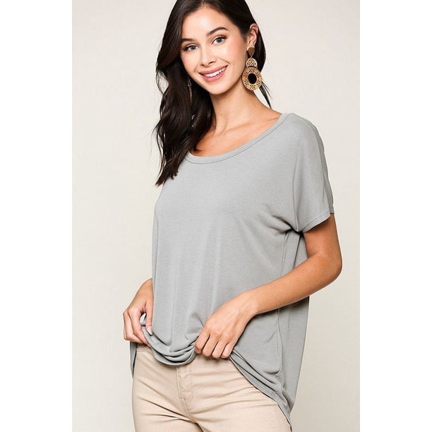 Top Liso de Cupro con Escote Redondo