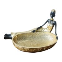 Bothyi - Estatua Africana De Niña Con Bandeja Para Servir Para Comedor Y Oficina