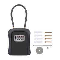 Magideal - Caja De Seguridad Para Llaves Con Combinación De 4 Dígitos, Grillete De Cable De Acero, Resistente A La Intemperie, Portátil Para Perilla De Puerta O , Negro