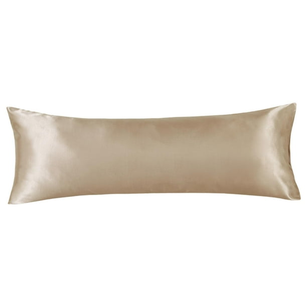 Funda De Almohada De Cuerpo Satinado Sin Cremallera 20x54 Pulgadas Para La Piel Del Dormitorio Relajante Caqui