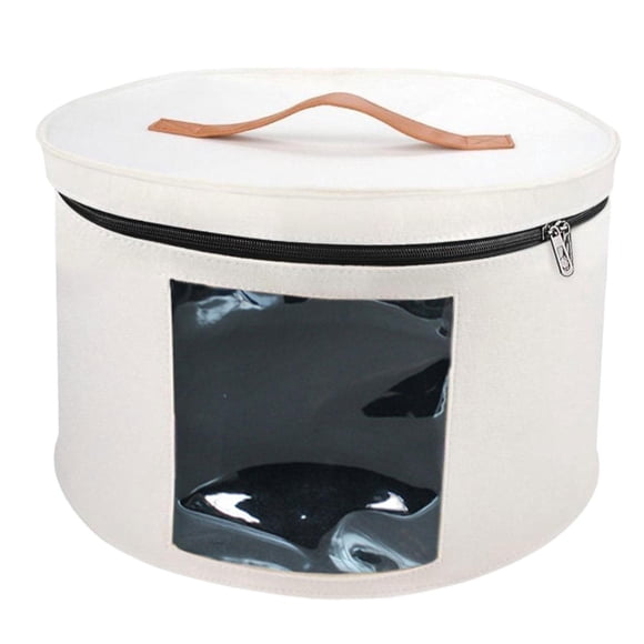 Caja Para Sombreros, Caja Organizadora Redonda De Fieltro Portátil Para Armario, Ropa, Almacenamiento De Juguetes, Color Blanco, 43x26cm