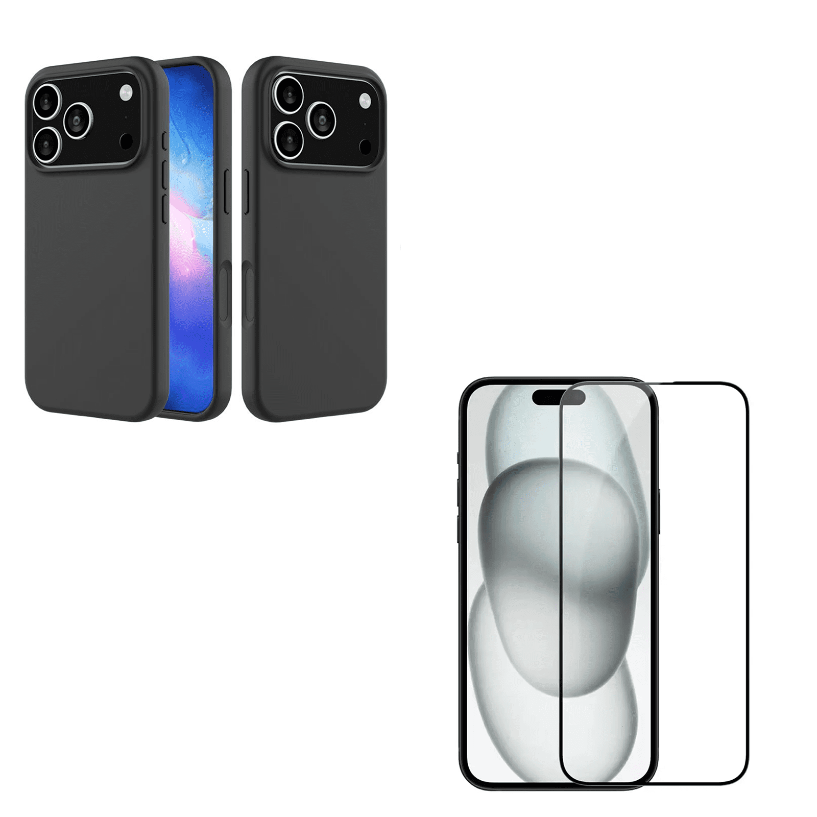 Joigo - Carcasa Goma Lamina Vidrio Para Iphone 17 Pro Negro