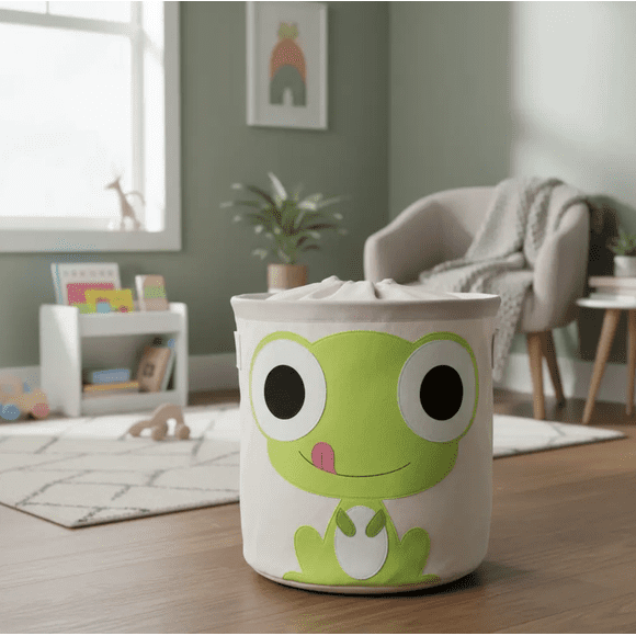 Canasto Organizador de Juguetes Infantil Rana Plegable 46x44 cm Cesta de Ropa