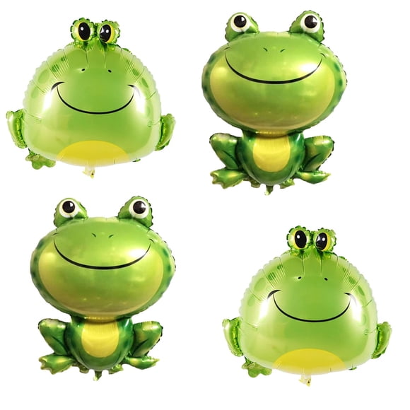 Globos de aluminio Mylar LYK con forma de rana verde grande para fiestas, 4 unidades