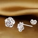 thumbnail image 3 of HITTIME Mujeres Silver Plated Cristal Rhinestone Flower Ear Stud Earring, 3 of 4