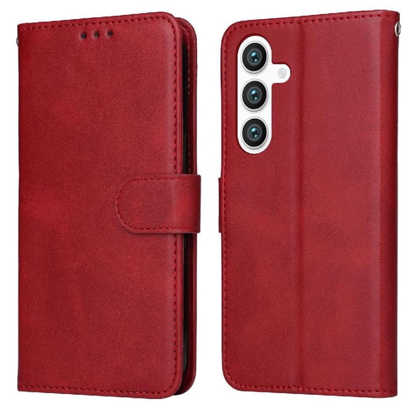 Funda Billetera para Samsung Galaxy S25 Plus con Porta Tarjetas y Soporte Ajustable Rojo
