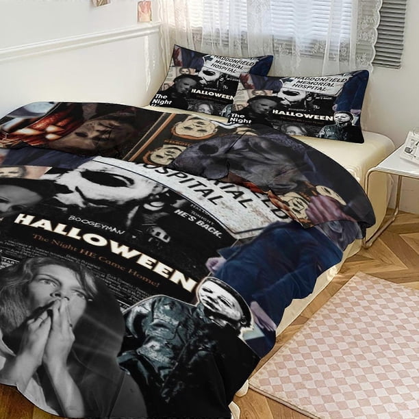 Juego de ropa de cama con estampado de Michael Myers, juego de funda nórdica de 3 piezas, funda nórdica y fundas de almohada para mujeres, hombres y adolescentes. Elija entre