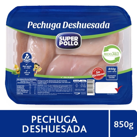 Pollo Pechuga Deshuesada Envasada., 850 g