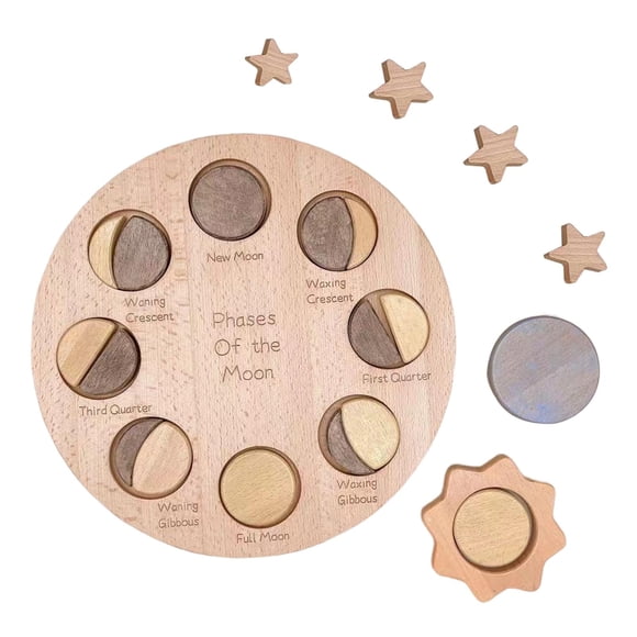 Rompecabezas 3D De Madera Montessori Fases De La Luna Rompecabezas Juguete Educativo Temprano