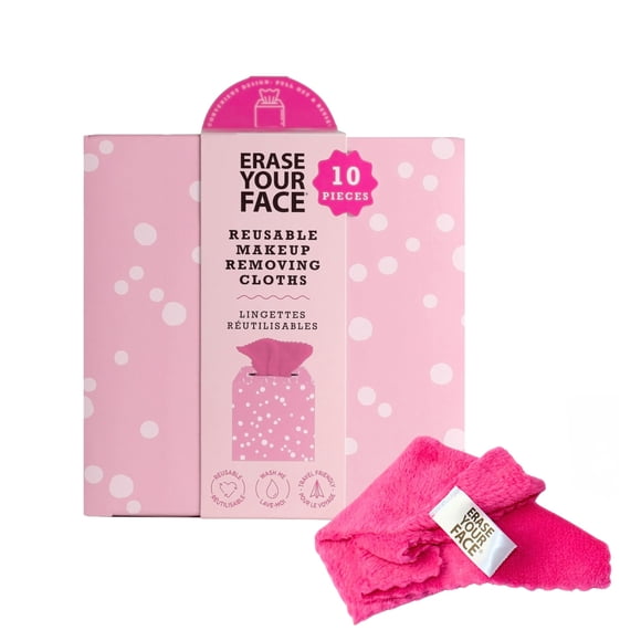 Paños desmaquillantes reutilizables ERASE YOUR FACE rosa – pack de 10