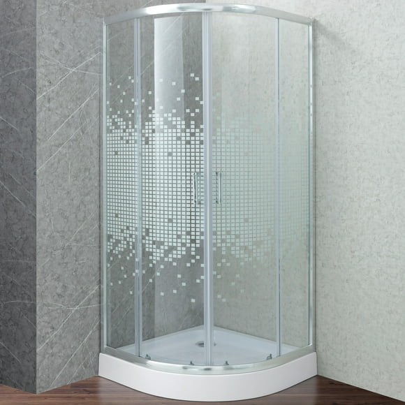 Shower Door Curvo Mosaic White 90x90x199 Cm (incluye Receptáculo)