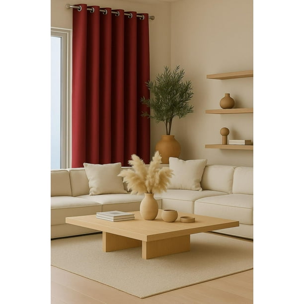 Cortina Engomada Termica Tela Delgada 100% Blackout 140X225 rojo 140X225