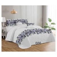 Genérico - Cubrecama Quilt Verano King - Blanco Flores Azules Kfl686