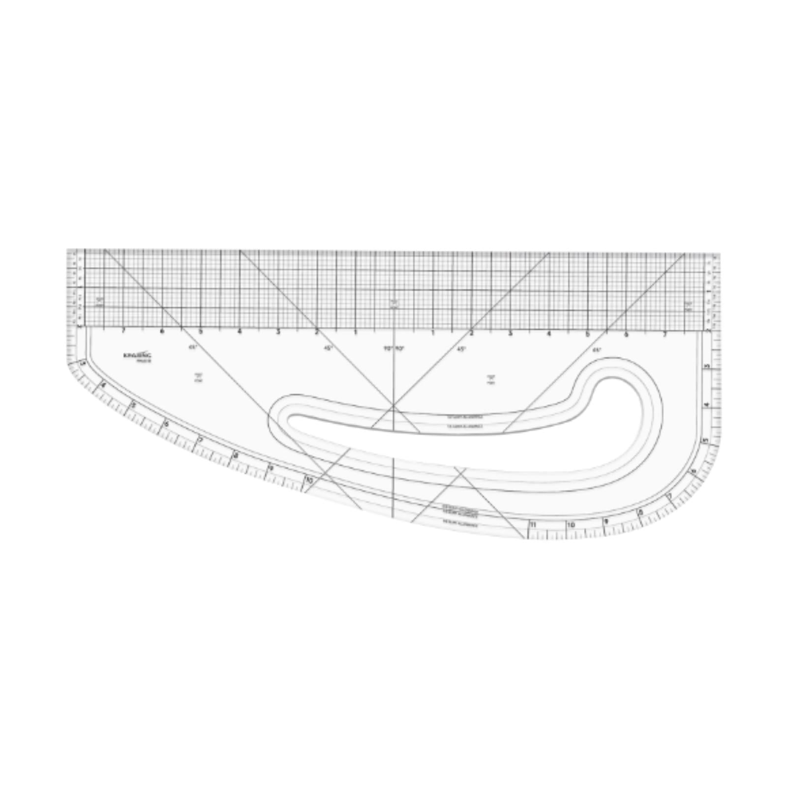 Magideal - Regla De Costura, Regla De Patrón De Curva Francesa, Medida De Confección, Diseño De Moda Sólido Y Resistente, Regla De Costura De Pulgadas Transparen 40.64cm