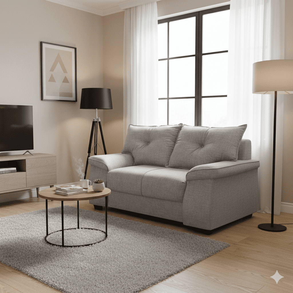 Intermuebles - Sofá Fortaleza 2 Cuerpos Tela Gris Claro