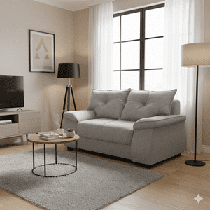 Intermuebles - Sofá Fortaleza 2 Cuerpos Tela Gris Claro