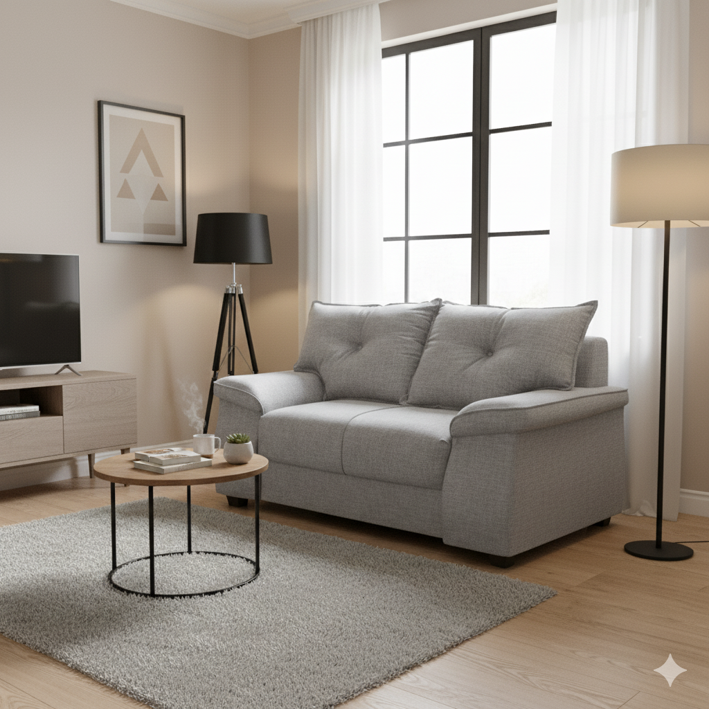 Intermuebles - Sofá Fortaleza 2 Cuerpos Tela Gris Claro