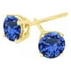 thumbnail image 1 of Aros Paris Jewelry 10k Yellow Gold Plated 2 Ct Round Created Blue Sapphire, 1 of 2