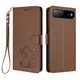 thumbnail image 1 of Funda Volteable con Diseño de Gato para Infinix Hot 60i 5G, Marrón, 1 of 6