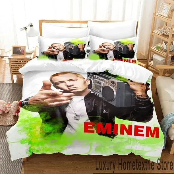 Eminem Rapper Bedding Set Boys Girls Duvet Cover Pillowcase Bed boys Adult Home Textileextile Bed Sheets