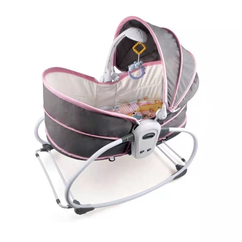 Cuna Moisés 5 En 1 Con Vibración Y Mosquitero Lubabycas Rosada
