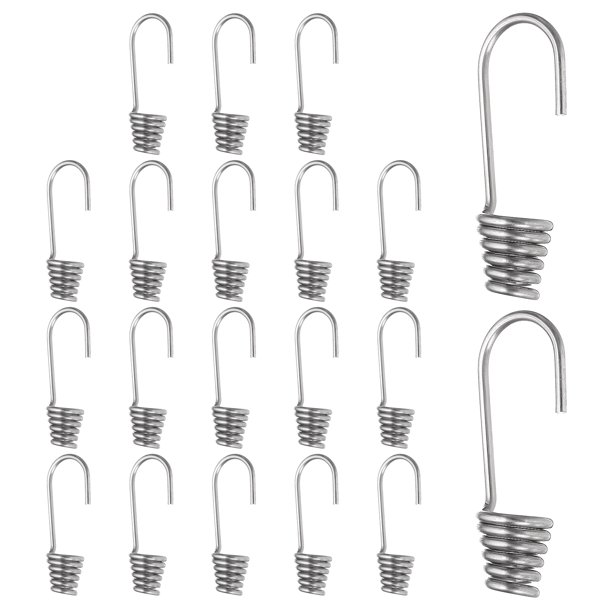 Ganchos de cuerda elástica de 1/4" (6mm), ganchos de alambre en espiral para cuerda de choque pesada, plateado 20 piezas
