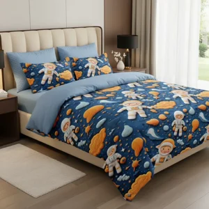 Casadeliacl - Cubrecama 5D Quilt De Verano 1.5 Plaza Tiernos Diseños Tf Azul Espacio