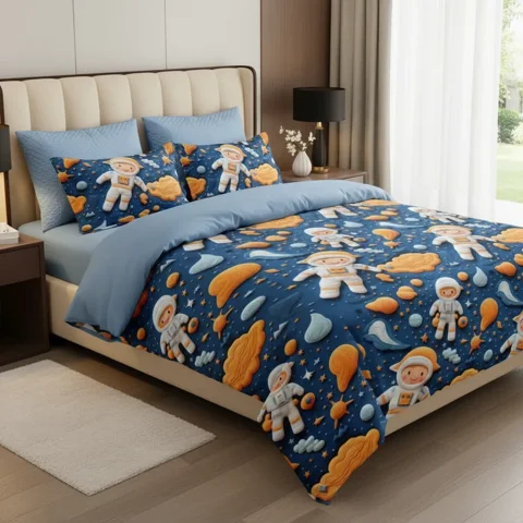 Casadeliacl - Cubrecama 5D Quilt De Verano 1.5 Plaza Tiernos Diseños Tf Azul Espacio