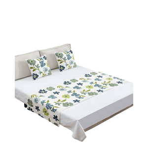 Genérico - Set De Piecera Bordada Con Dos Fundas Blanco 09