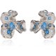 thumbnail image 1 of Aretes Elegantes de Flores para Mujer, Aretes de Botón Azules de Plata Esterlina, Delicados Aretes de Diamante Azul Simulado con CZ para Mujer, Aretes de Novia de Corte Mixto, Aretes de Boda, 1 of 5
