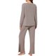thumbnail image 3 of INSPIRE CHIC Conjunto de salón de punto acanalado para mujer con hombros descubiertos, pijama de 2 piezas de manga larga con pantalones de abertura lateral XL marrón, 3 of 6