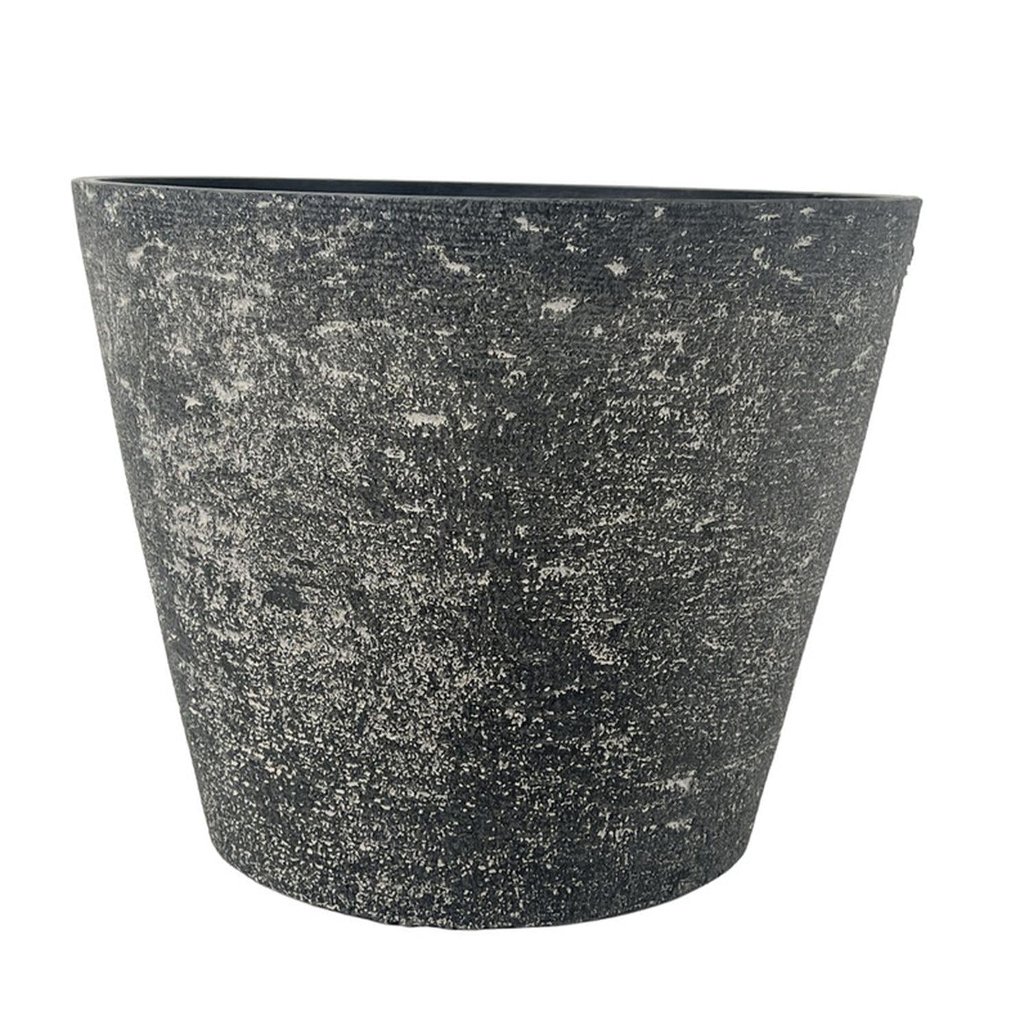 Auckland Outdoor - Macetero Redondo Símil Piedra Gris Jardín Terraza