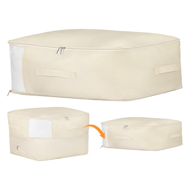 1 Paquete de Almacenamiento de Ropa, Bolsa de Almacenamiento Expandible, Bolsa de Mudanza para Organizar Dormitorio, Organizadores de Armario y Almacenamiento con Asas Beige 21.3*16.5*11.8in