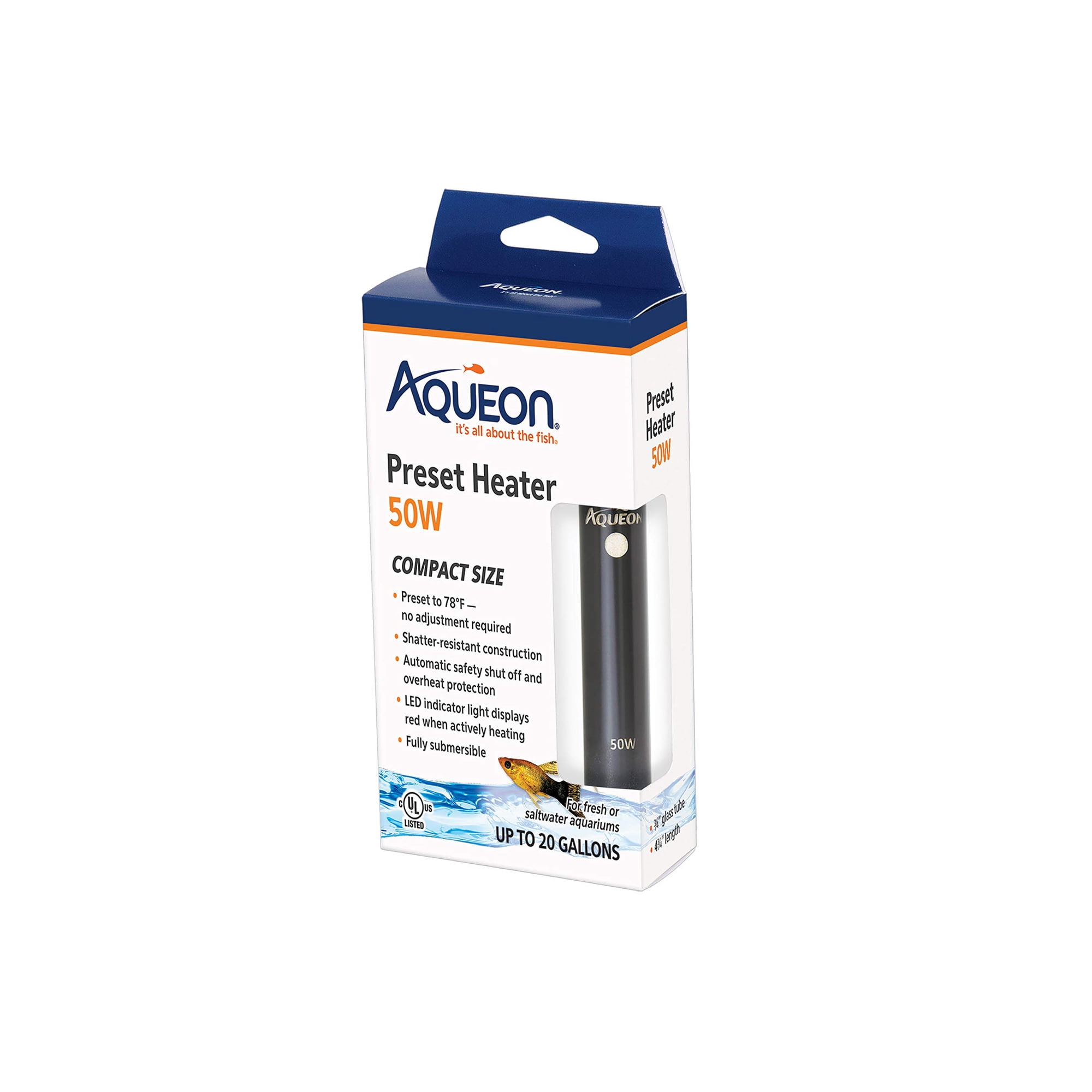 Calentador de Acuario Aqueon 50W, hasta 20 L, preajustado