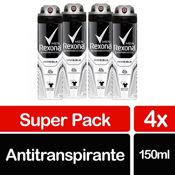 Desodorante Aerosol Rexona Men Invisible Hombre, 150 ml
