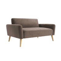 Sofá 2 Cuerpos Nemi Relan Tapizado En Terciopelo Café