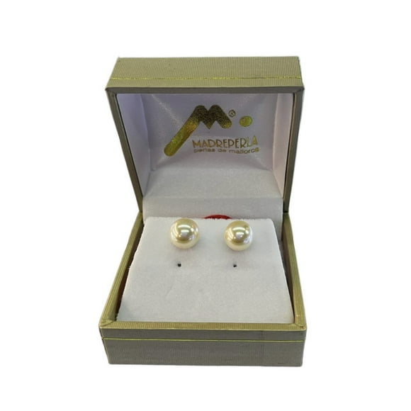 Aros Pegados de Perlas de Mallorca N° 8 Enchapado en Oro